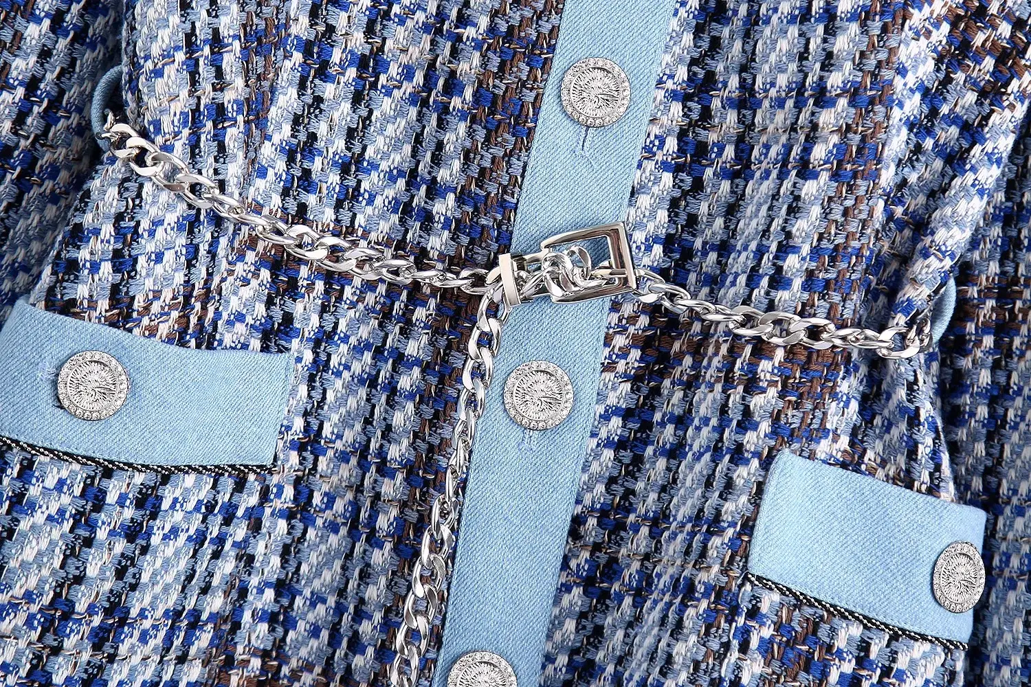 V-neck Duffle Check And Receive Waist Mid-length Coat