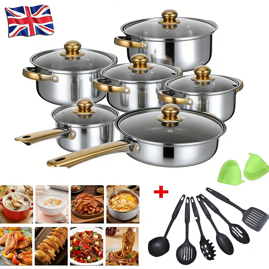 19 PCScookware Set, Including A Non-stick Saucepan, Frying Pan, And Milk Pan 5