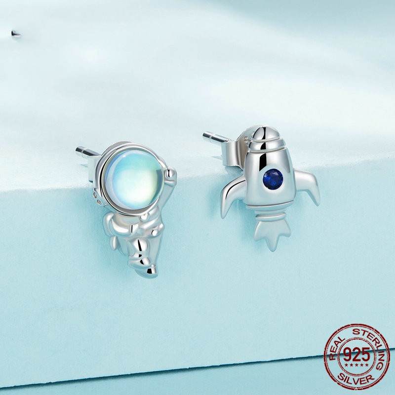 Title 1, 925 Spaceman Spacecraft Asymmetric Earrings