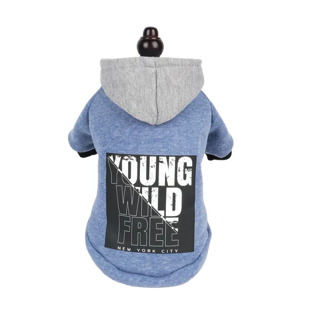 Letter Print Hooded Sweatshirt Blue - Shop at LoveMi