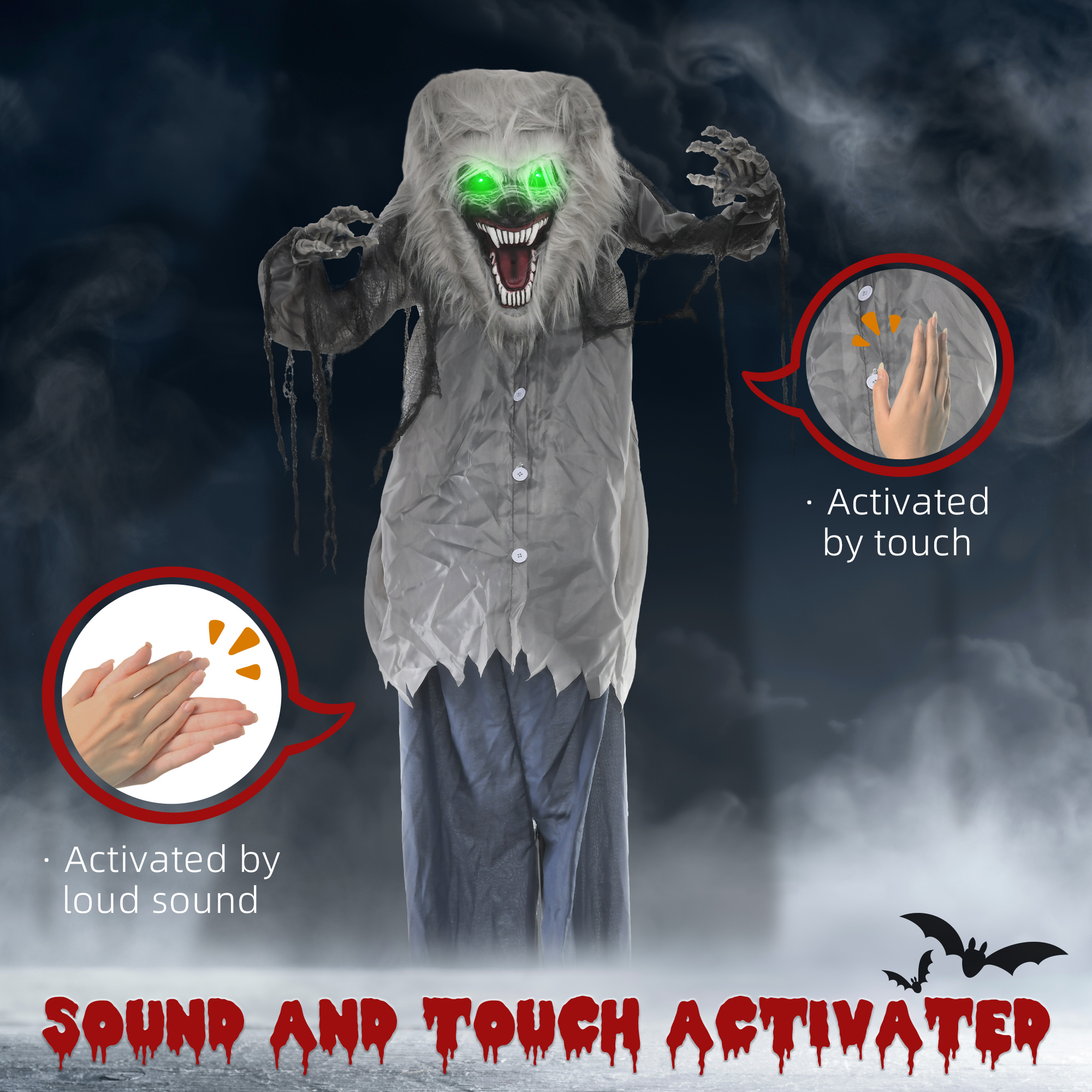 68 skeleton werewolf halloween electronic animation doll,