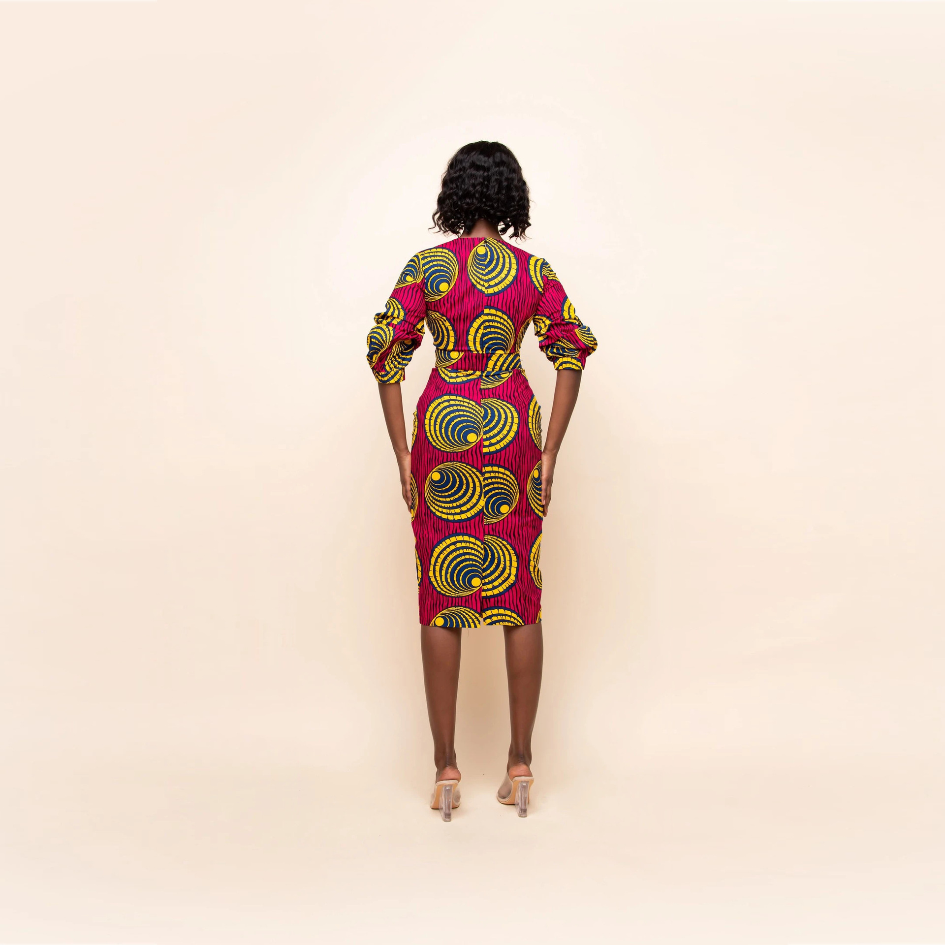 Fashionable Women's V-Neck Three-quarter Sleeve Dress