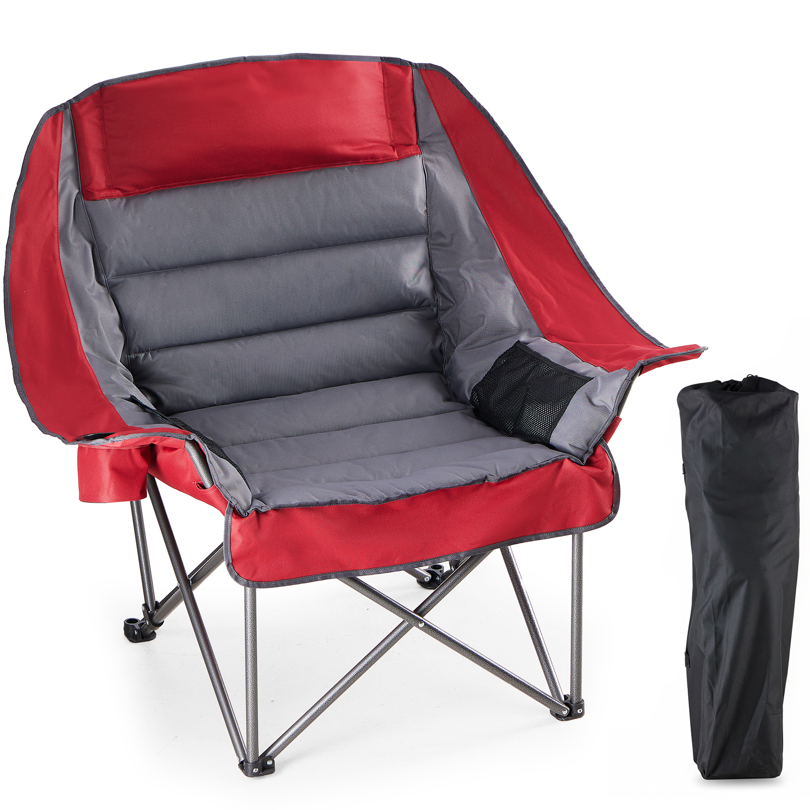 Camp Chair – A 450-pound Durable Folding Chair Equipped With A Cup Holder And Side Pockets