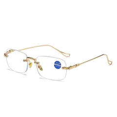 Men's Frameless Reading Glasses Anti Blue Light Radiation HD - Gold - View 1