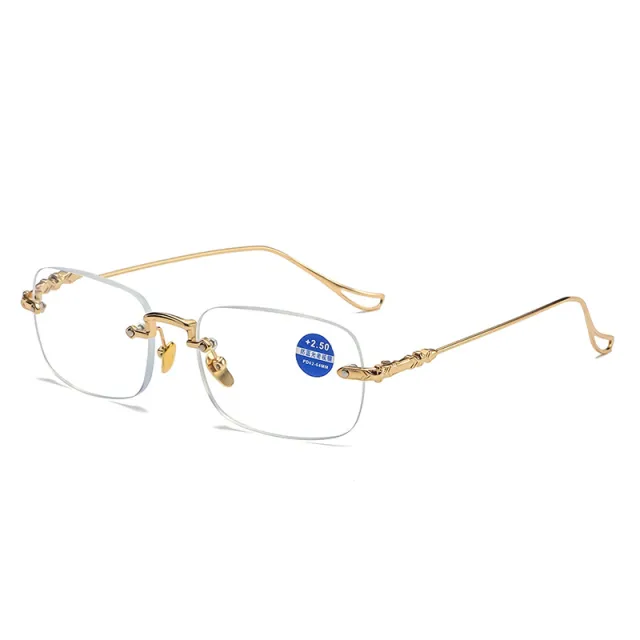 Men's Frameless Reading Glasses Anti Blue Light Radiation HD Gold - Shop at LoveMi