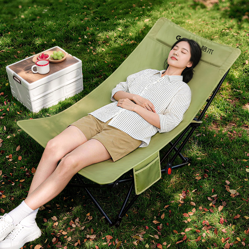 4 Position Reclining Folding Camping Chair, 68cm Oversized Wide Lawn Recliner Chair, 900D Double Layer Oxford Fabric Collapsible Outdoor Chair With Side Pocket & Carry Bag, 2 Sizes & 2 Colors For Camp