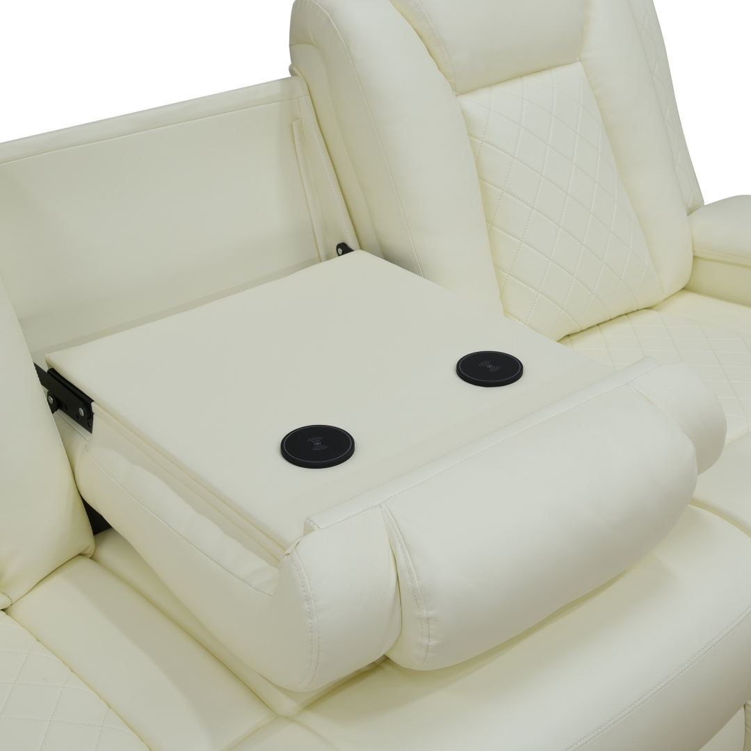 Pickup Only--White Breathing Leather 3-Piece Living Room Recliner Sofa Set