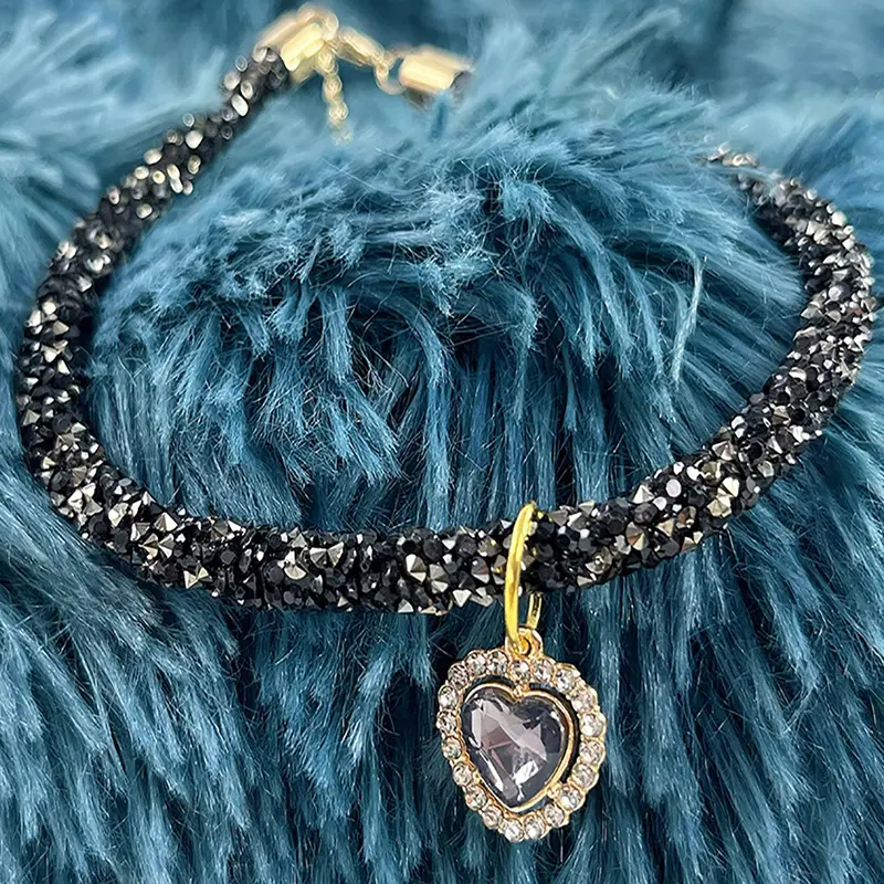 Cat Collar Heart Jewel Pendant Party Reflex