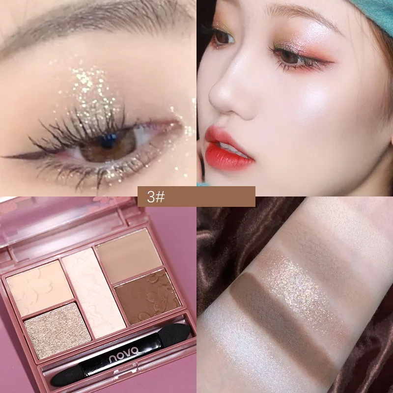 Pattern Carving Five-color Eyeshadow Palette Fine Powder - Color C