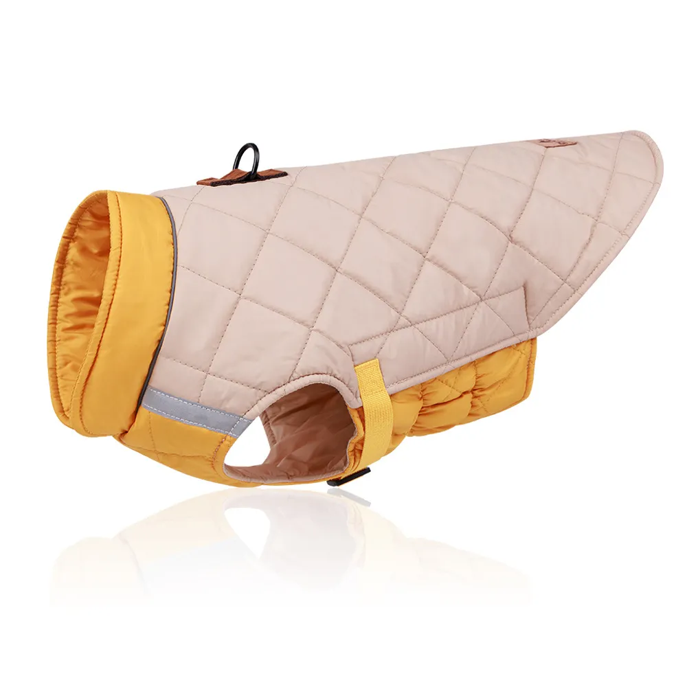 New Style Pet Clothes Reflective Warm Cotton Padded Coat - Beige Yellow
