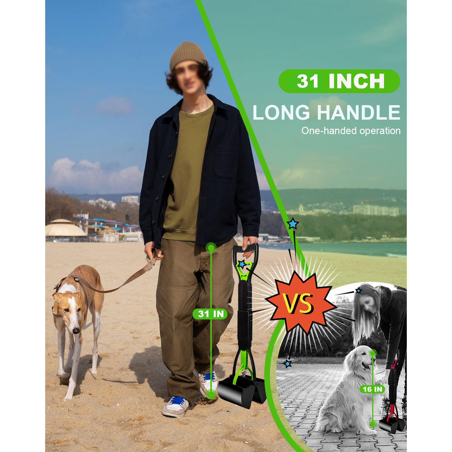 31in Pooper Scooper, Foldable Dog Pooper Scooper With Unbreakable Material And Durable Spring For Grass And Gravel 8