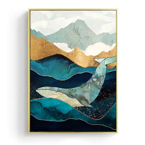 Japanese Poster Moonlight on the Sea Canvas