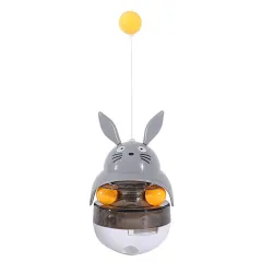 Interactive Cat Feeder Toy Treat Dispenser Exercise Toys Feeding Food Toy Dispenser Car Indoors- Sounding Bell Cat Tower - Gray - View 1
