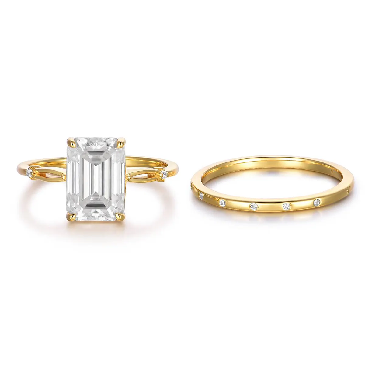 S925 Silver Gold Plated 3.5ct Emerald Cut