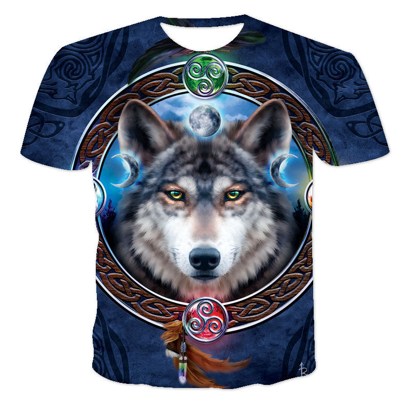 Title 6, Camiseta de manga corta con estampado de lobo e...