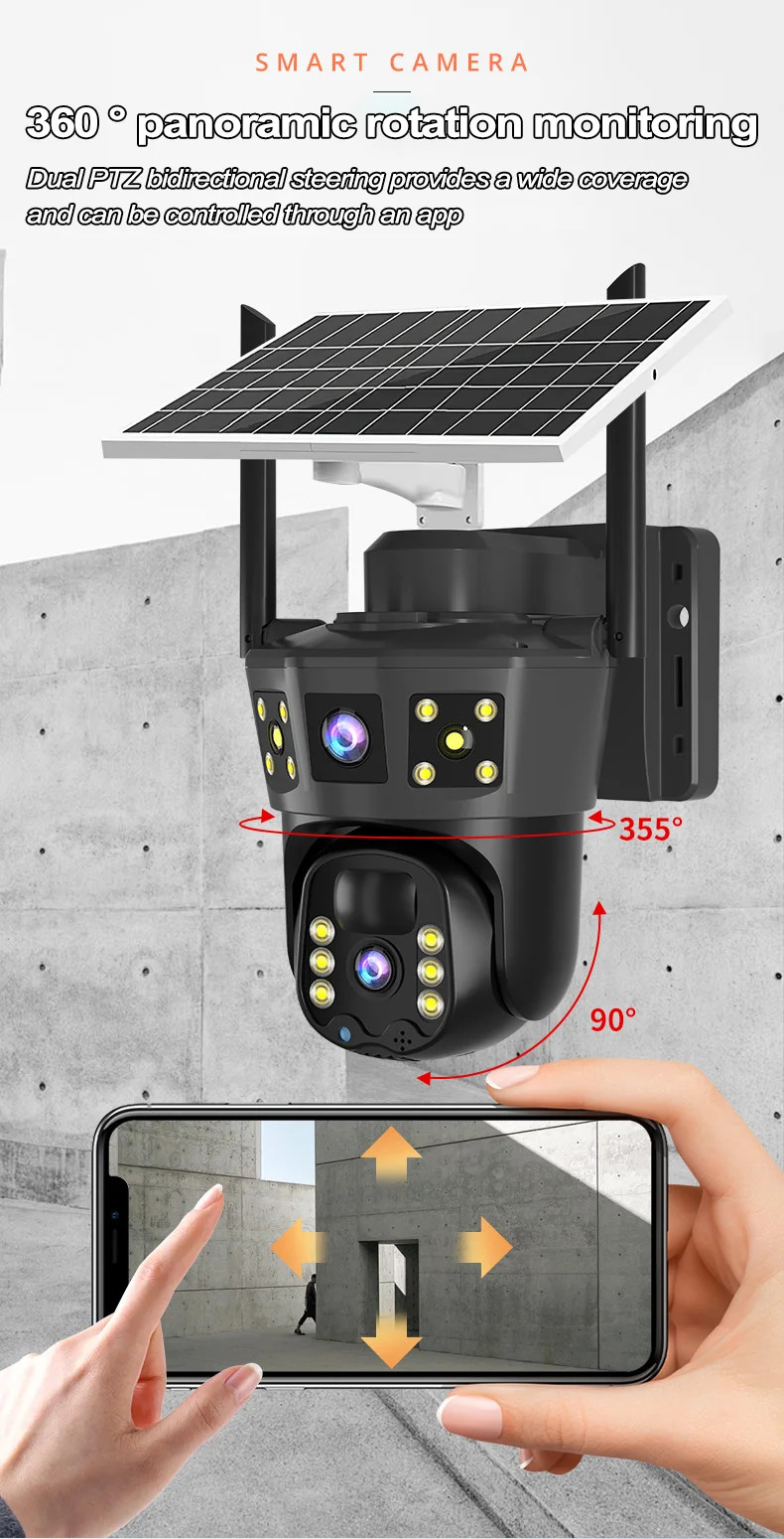 3 Screens Wireless Security Camera Wifi Solar Powered Voice PIR Cctv Outdoor UK 12
