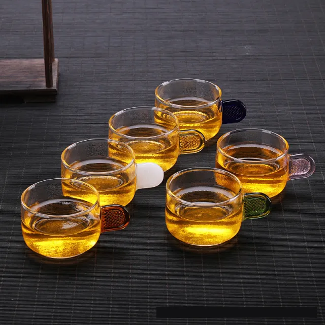 Borosilicate Heat Resistant Glass Tea Cup Plain Sixcolor Cup - Shop at LoveMi