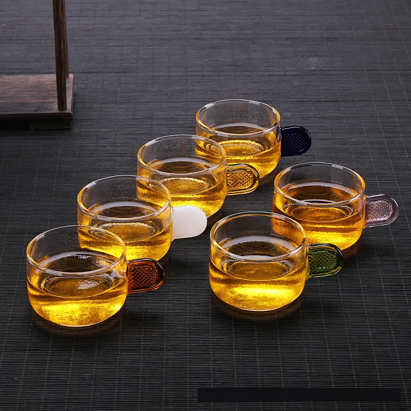 Borosilicate Heat-Resistant Glass Tea Cup - Plain Sixcolor Cup