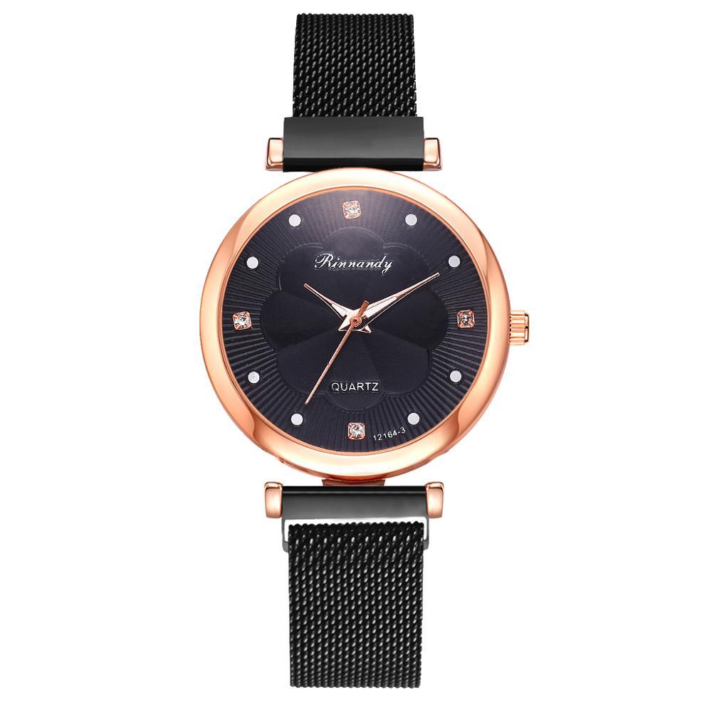 Casual Flower Dial Alloy Mesh Strap Quartz Watch
