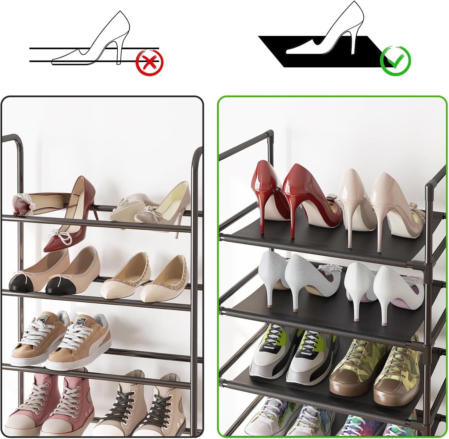 Shoe Rack Tall Metal Shoe Storage Organizer For Bathroom Bedroom Living Room image 4