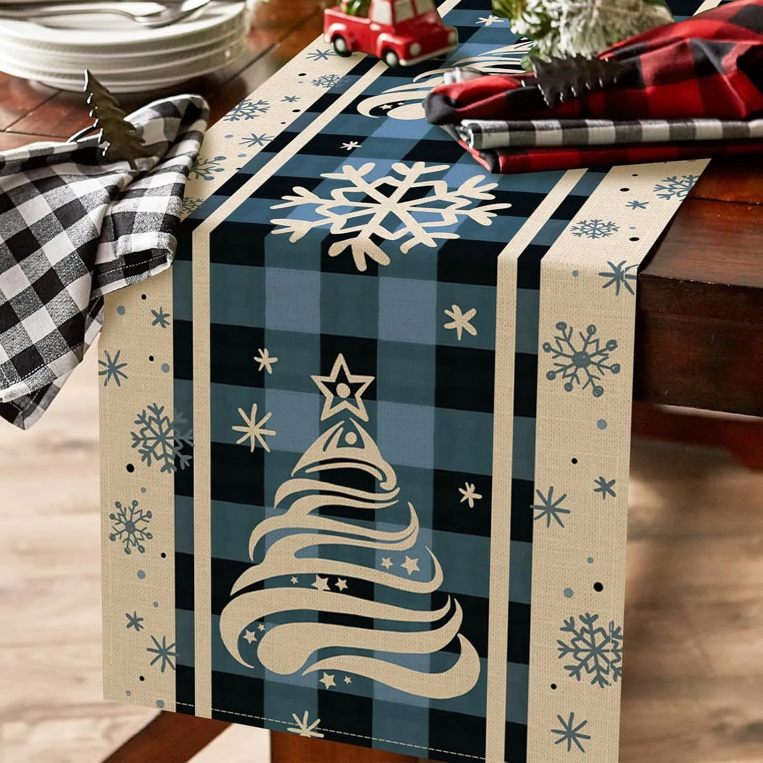 Christmas Trees Merry Xmas Table Runner, Seasonal Winter Holiday Kitchen Dining Table Decoration For Indoor Outdoor Home Party Decor 13 X 72 Inch – image 4
