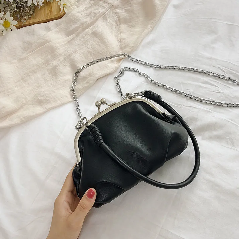 Women's Small Bags Popular New Trendy Fashion One-shoulder Armpit Bag Net Red Chain Messenger Bag - Black