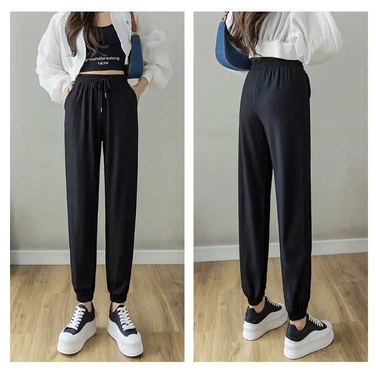 Ice Silk Sweatpants Loose And Thin Casual Ninth Pants