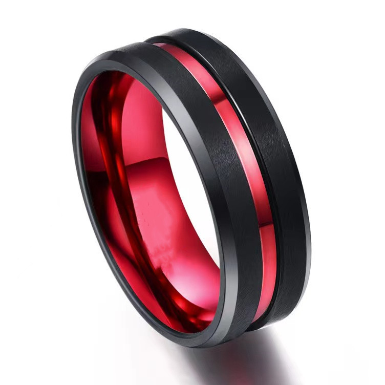 Title 3, Fashion Personality Red Green Titanium Steel Ring