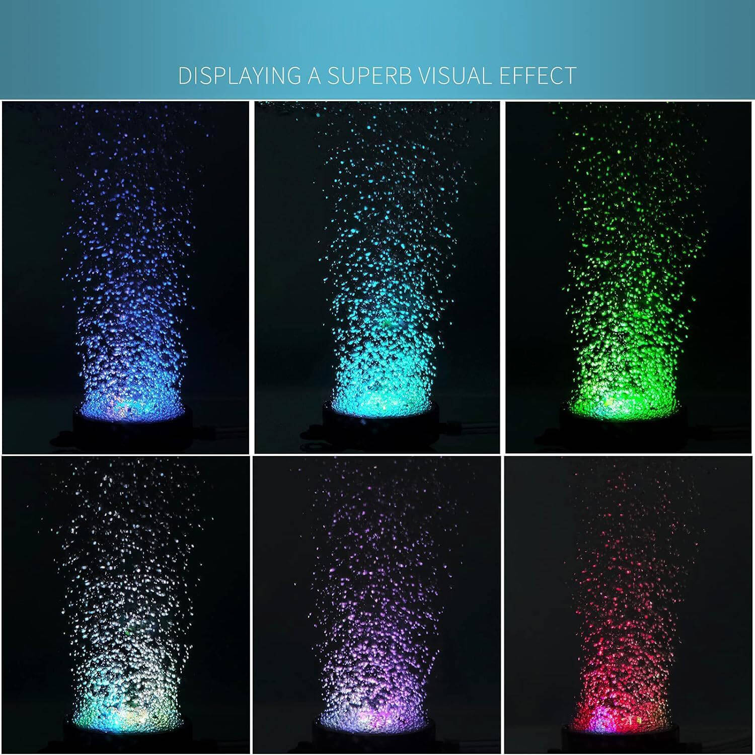 Fish Tank Bubbler With 6-Color Auto Changing LED Lights Aquarium Bubbler Stone... 3