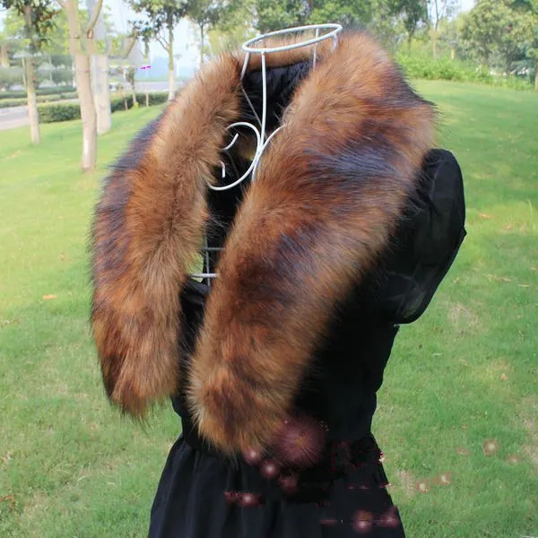 Raccoon Fur Bib Top Hat Strip False Collar Shawl Brown - Shop at LoveMi