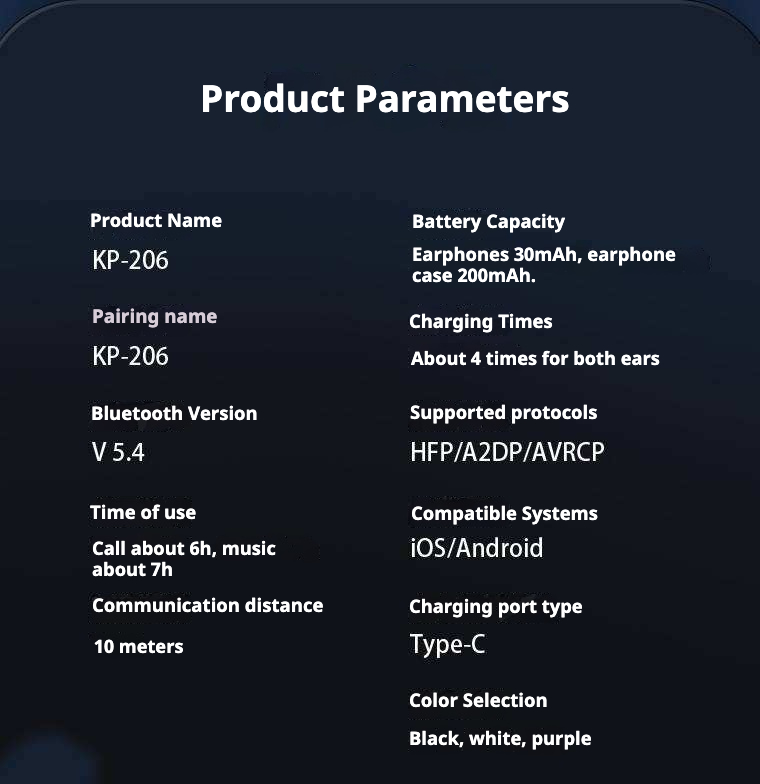 KP-206 New Wireless Bluetooth Earbuds Digital Battery Display OWS High Fidelity Audio Clip-On Design Export-Ready Factory Stock Gift Item 2