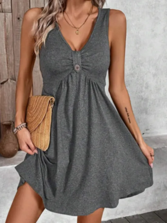 Summer Fashion Casual Short Sleeve Dress For Women Grey - Shop at LoveMi