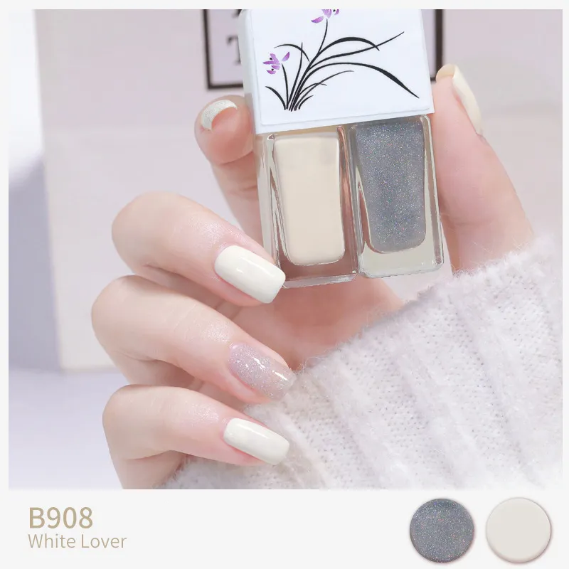 Two-tone Nail Polish New Autumn And Winter Free Baking Explosion Type Water-based Twin Set - B908