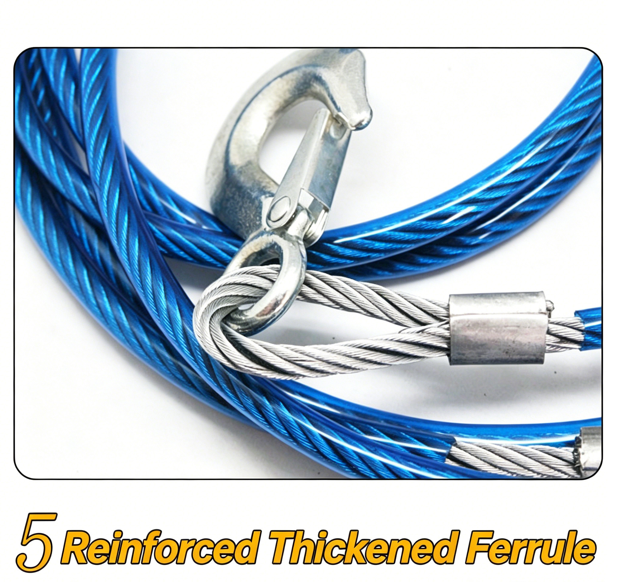 4M Steel Wire Tow Rope For Vehicles, Car Emergency Traction Cable 8