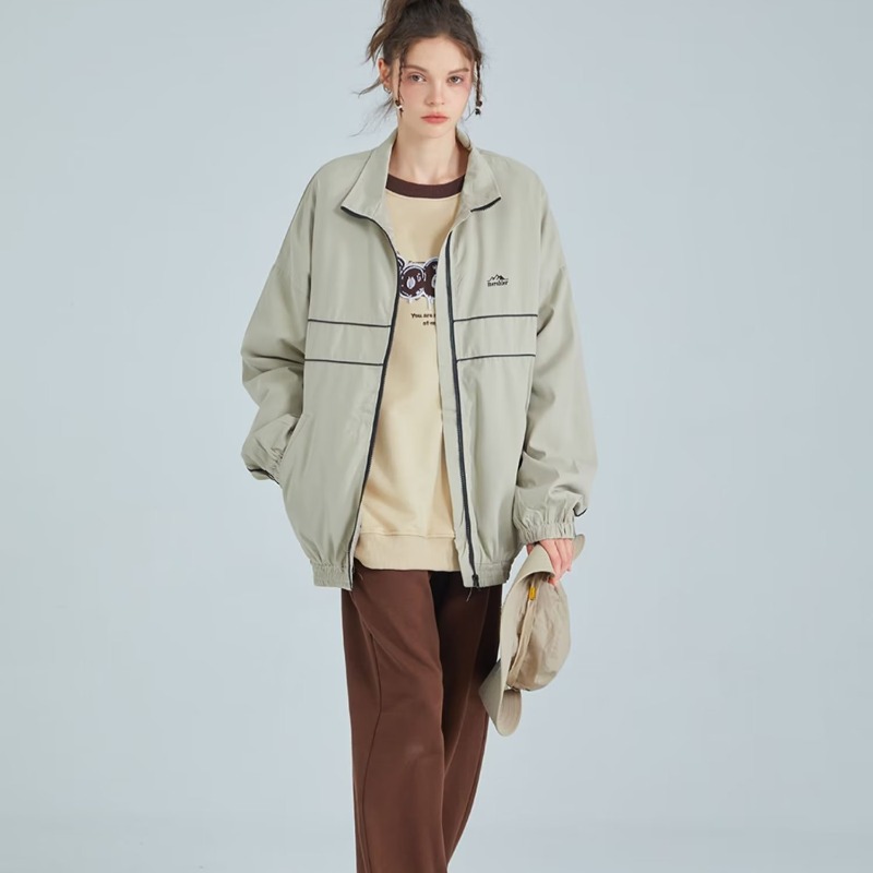 Women's Retro Lapel Windbreaker Jacket Apricot - Shop at LoveMi