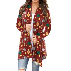 Christmas Printed Casual Long-sleeved Cardigan Women - Fivepointed Star-Xl - View 1