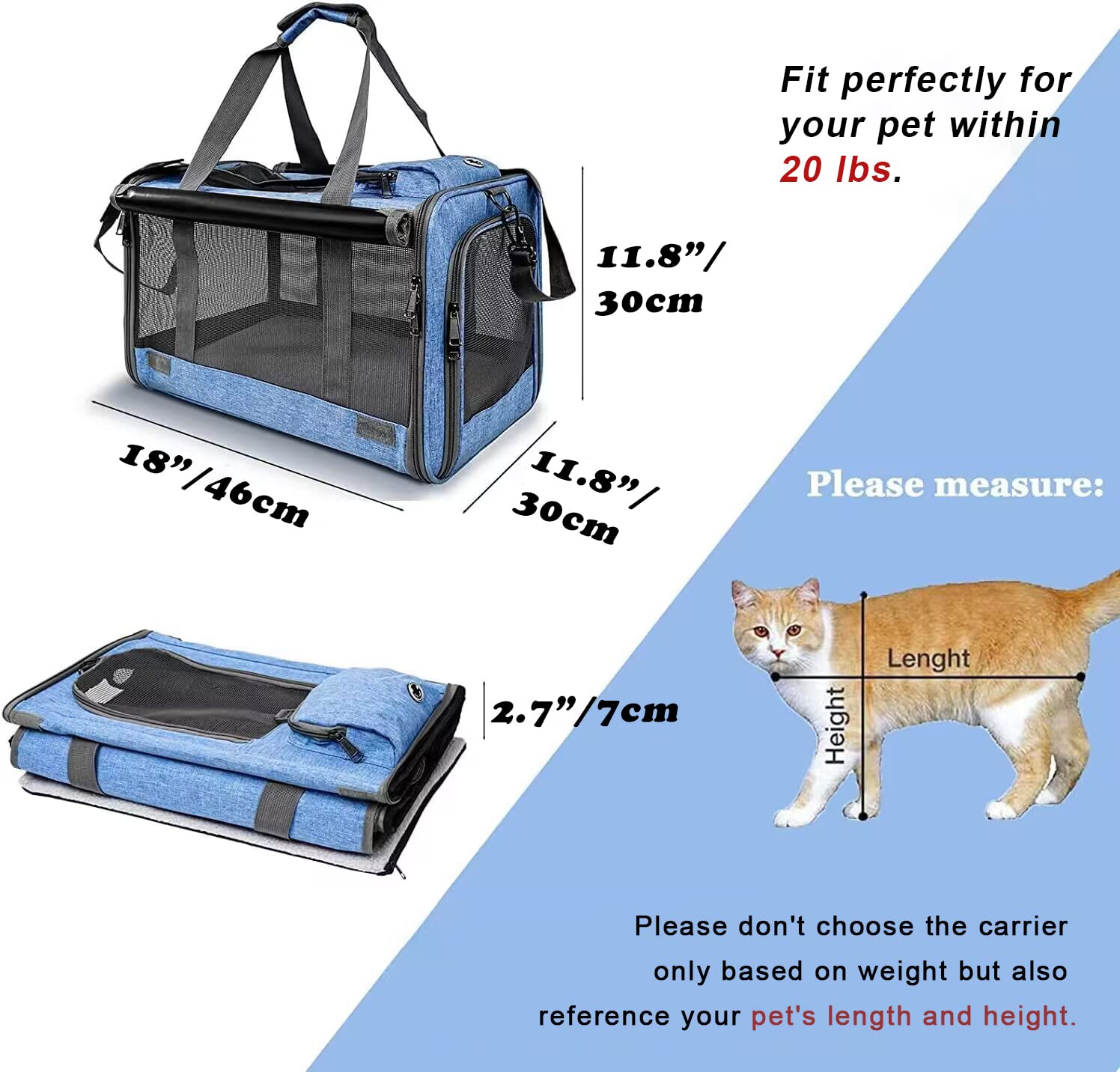Transporteur pour animaux de compagnie pour chats de grande et moyenne taille – Image 6
