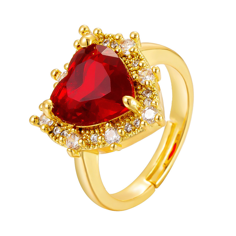 Women Trendy Finger Ring Adjustable Open Micro Paved Zircon Butterfly Star Heart