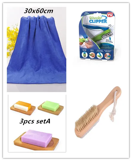 Thickened Microfiber Towel Bristle Pumice Brush Rubbing Foot Board Essential Oil Handmade Soap Nail Clipper With LED Light Mix 1Set - Shop at LoveMi
