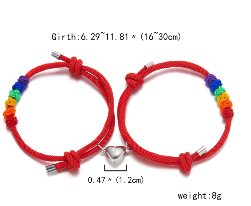 Title 1, Couple Alloy Magnetic Buckle Bracelet Rainbow P...