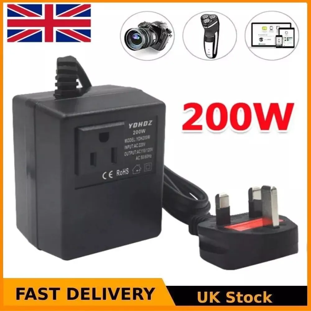 200W Power Voltage Converter Transformer Step-Down 220V240V To 110V120V UK - W12594331