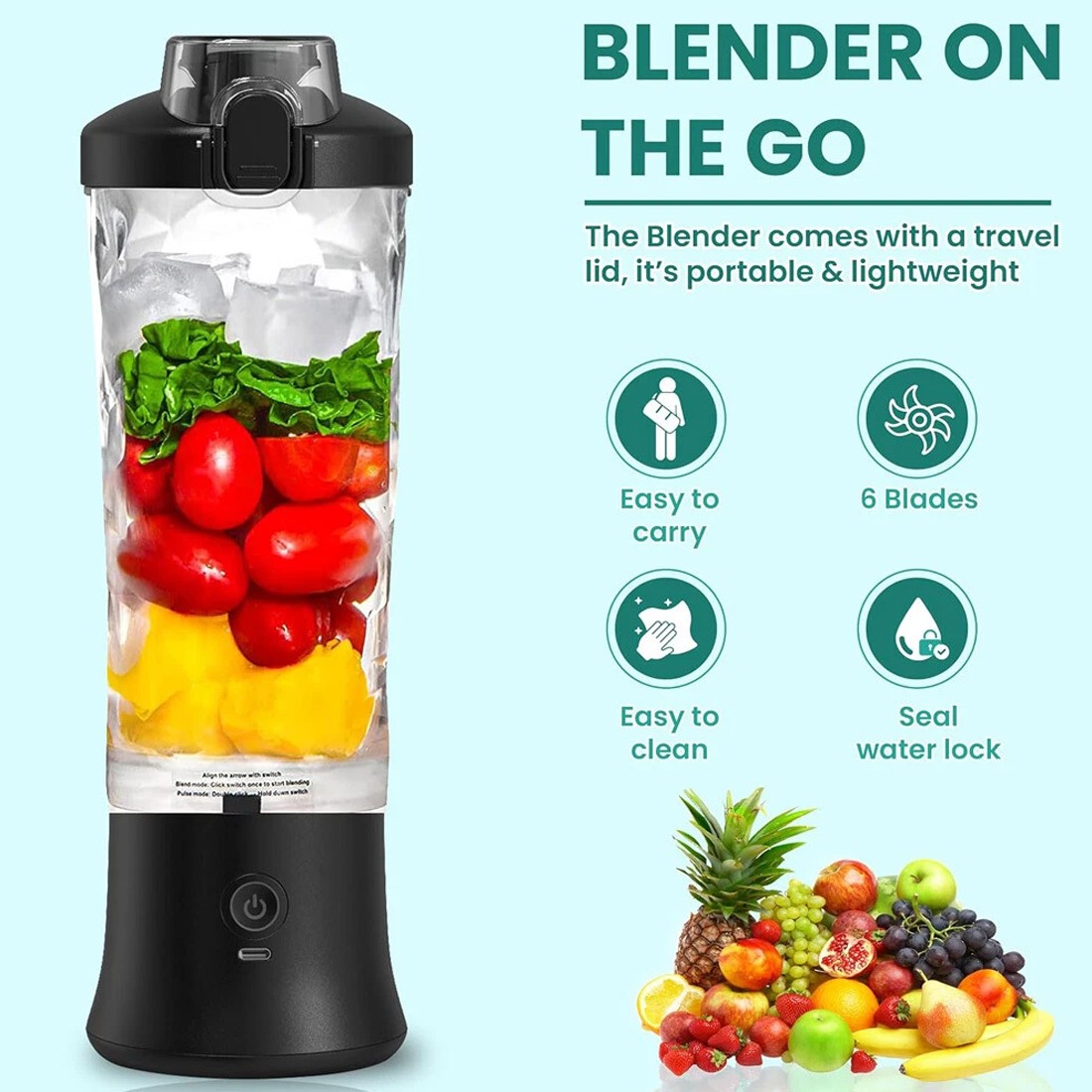 600ML Portable Blender Personal Blenders For Shakes Smoothie Maker Fruit Juicer — image 11