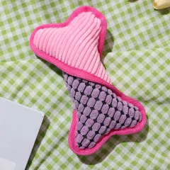 Teddy Toy With Dog Sound Bone Model Bite Resistant Pet Supplies Corn Fleece Lining Toy To Relieve Boredom - Pink - View 1