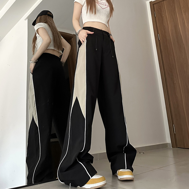 Title 14, Retro Wide-leg Pants for Women, Loose Fit, Draw...