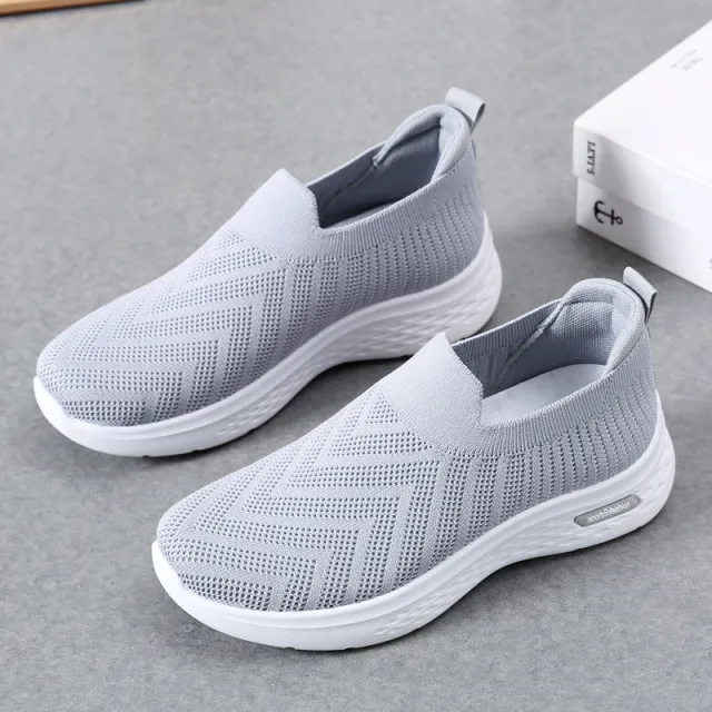 Casual Mesh Shoes Sock Slip On Flat Shoes For Women Sneakers Casual Soft Sole Walking Sports Shoe Grey - Shop at LoveMi