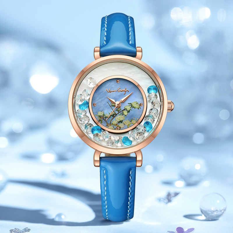VAN GOGH Geneva Series Small Seconds Hand Leather Strap Quartz Wrist Women's Watch