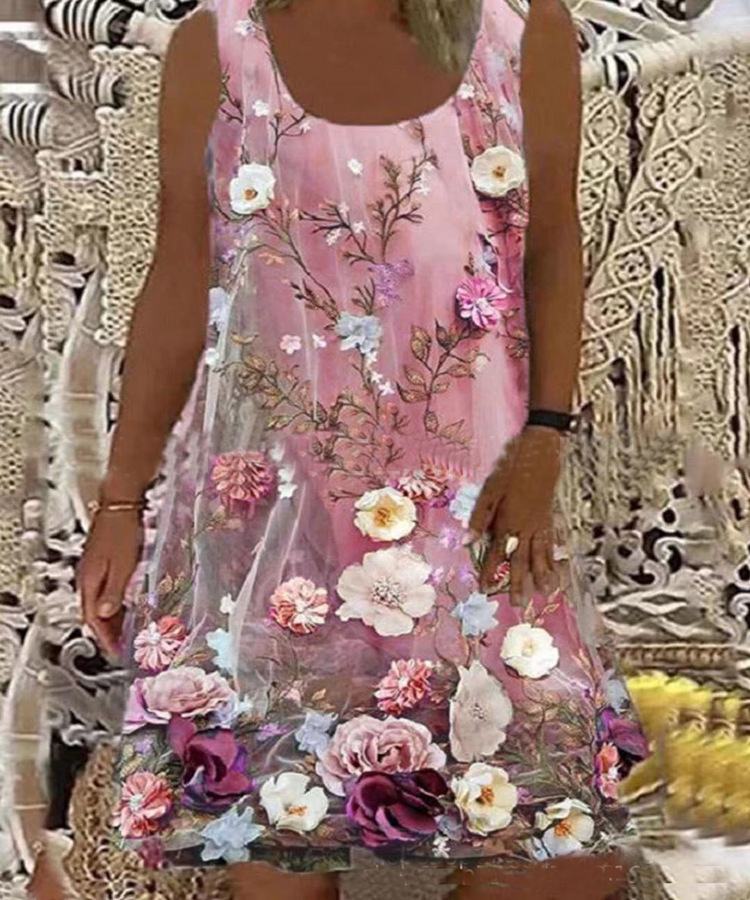 Women's Printed All-matching Vest Dress