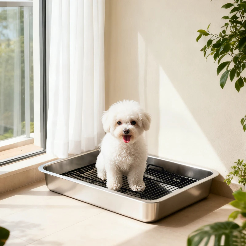 Dog Potty Tray Stainless Steel For Small And Medium Dogs, Dog Training Tray For Porch, Bathroom, Balcony