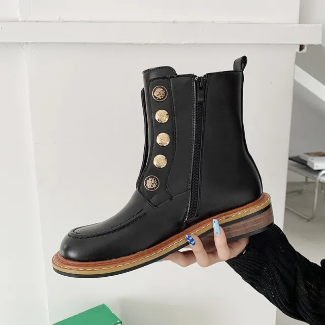 Flat bottomed Lace up Low heel Square Shoes Black - Shop at LoveMi