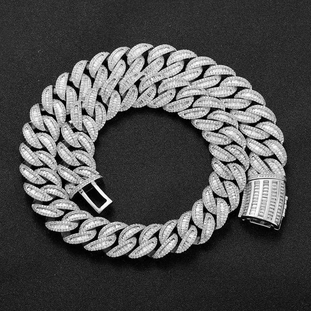 Hip Hop 15mm20mm Necklace Miami Buckle Cuban Chain Real Gold Plating Bracelet
